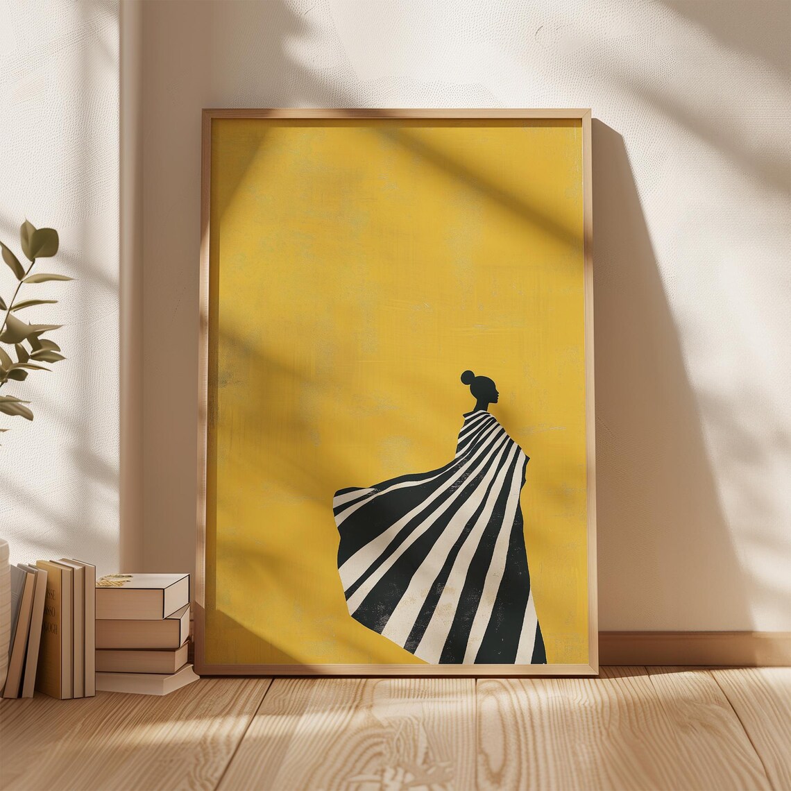 Modern African Woman Wall Art Yellow And Black Fashion Print Minimalist Artwork Contemporary Home Decor Stylish Poster - Image 4