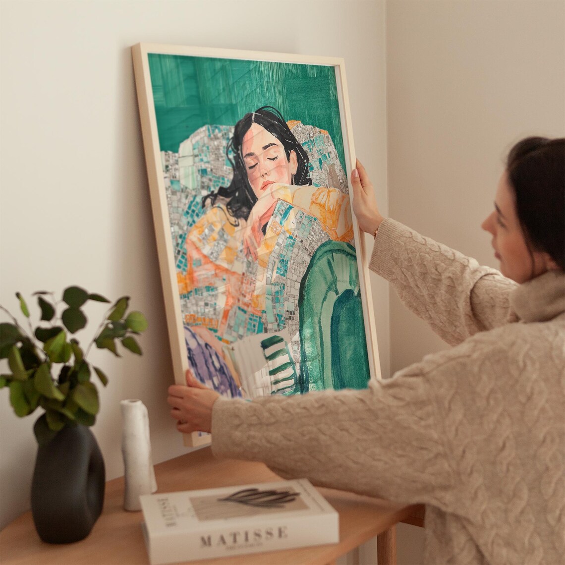 Dreamy Woman Portrait Colorful Mosaic Glitter Relaxing Art Poster - Image 5
