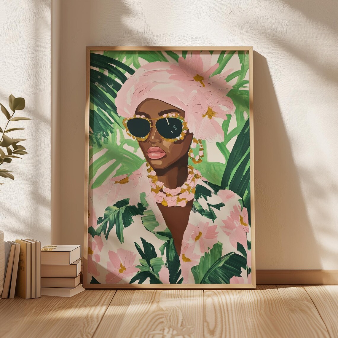 Tropical Floral Woman, Modern Feminine Decor - Image 2