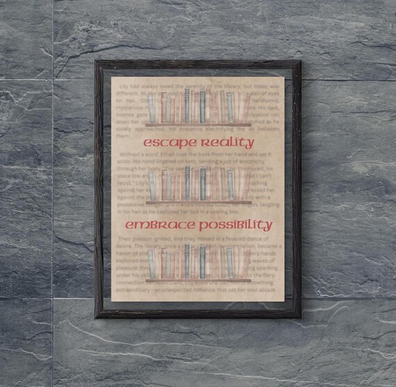 Book Lovers Library Escape Reality Embrace Possibility Quote Art Poster