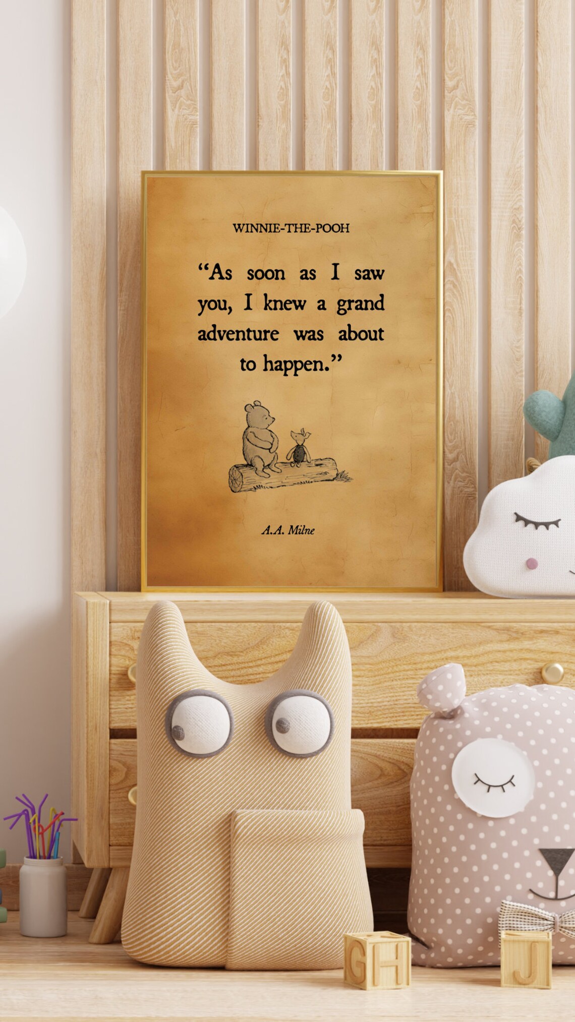 Winnie The Pooh Quote Poster "Grand Adventure About To Happen" Vintage Parchment - Image 3