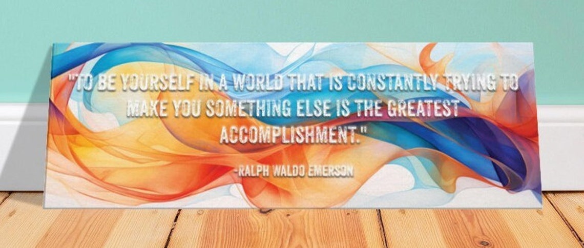 Ralph Waldo Emerson Be Yourself Quote Colorful Waves Panoramic Poster - Image 4