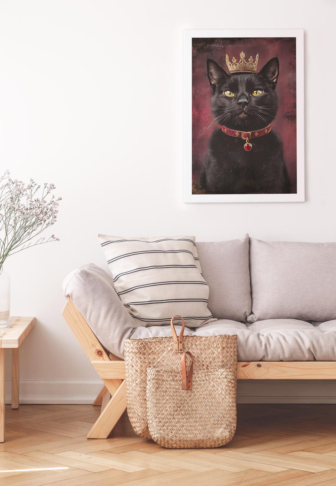 Crowned Black Cat Royal Portrait Gothic Elegance Pet Art Poster - Image 3