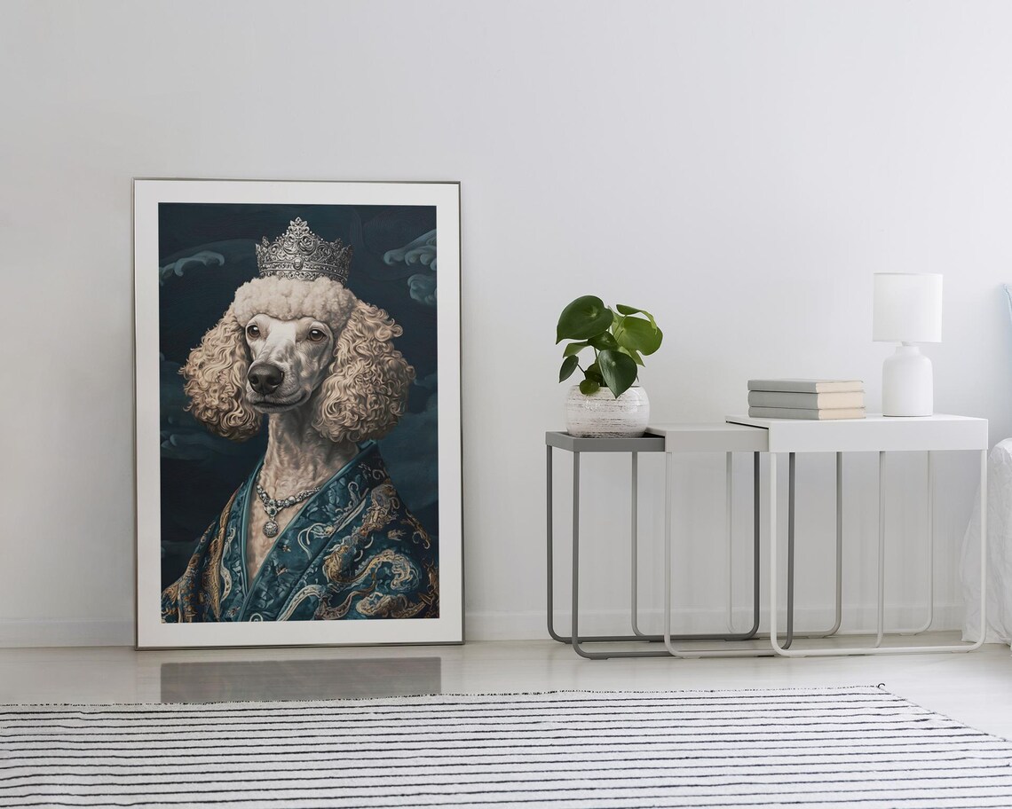 Regal Poodle Royal Dog Portrait With Crown Majestic Art Poster - Image 2