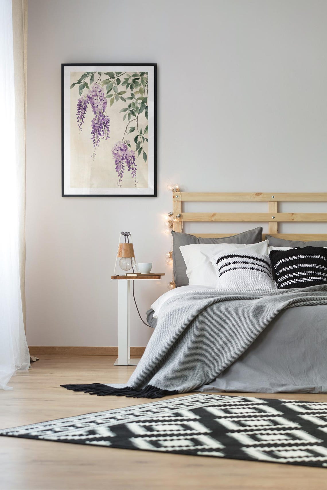 Purple Wisteria Branches Cascading Watercolor Botanical Art Poster - Image 3