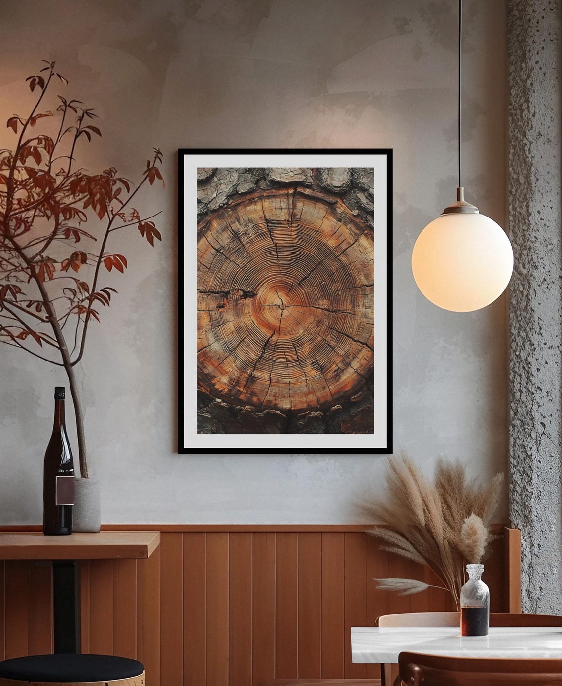 Tree Rings Wood Grain Texture Rustic Nature Close Up Wall Art - Image 4