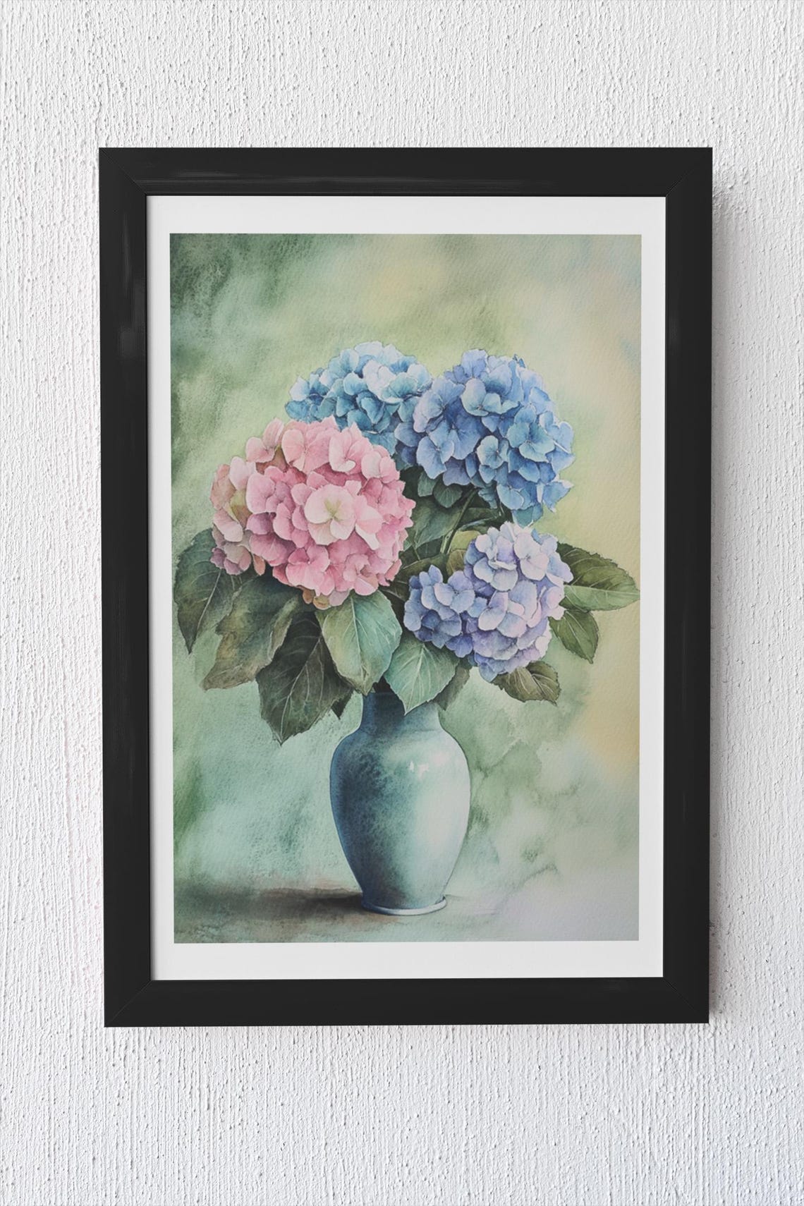 Hydrangea Watercolor In Blue Vase Pink Blue Floral Home Poster - Image 4