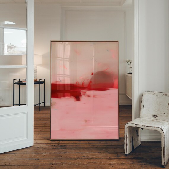 Abstract Red And Pink Wall Art Modern Large Print Contemporary Minimalist Poster Bold Colorful Artwork Statement Home Decor