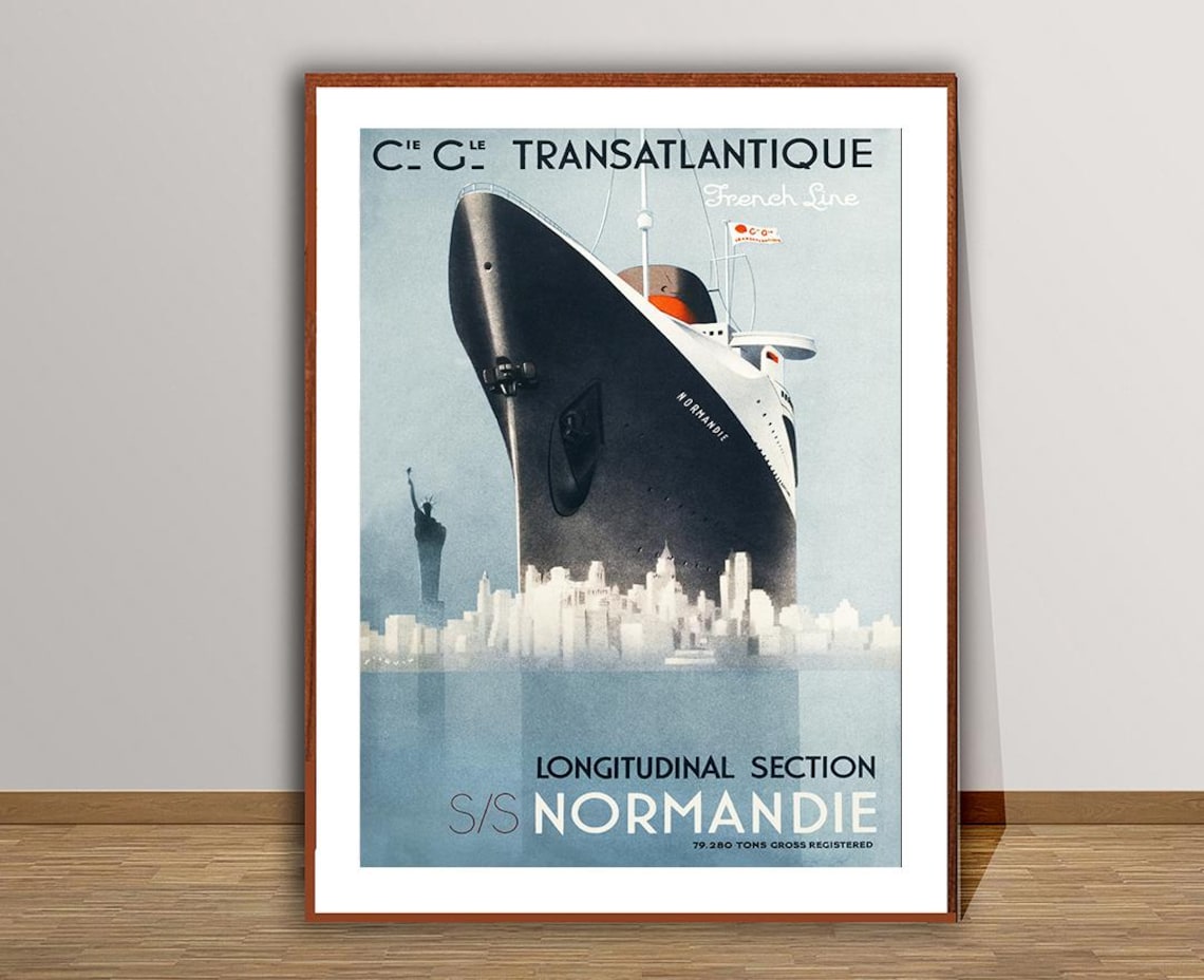 Transatlantique Longitudinal Section, Normandie Travel Poster - Image 2