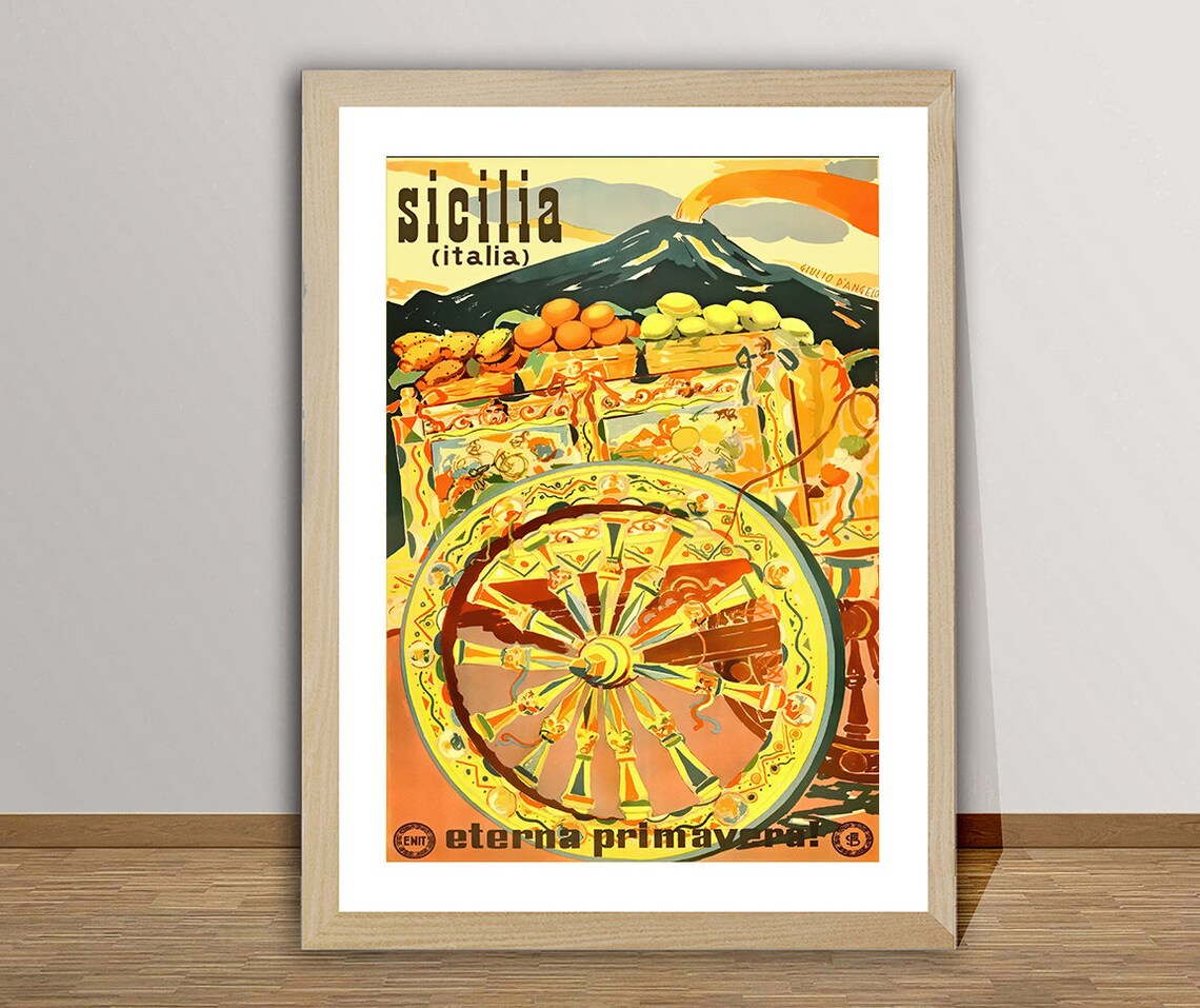 Sicilia Italia Vintage Travel Poster, Travel Poster
