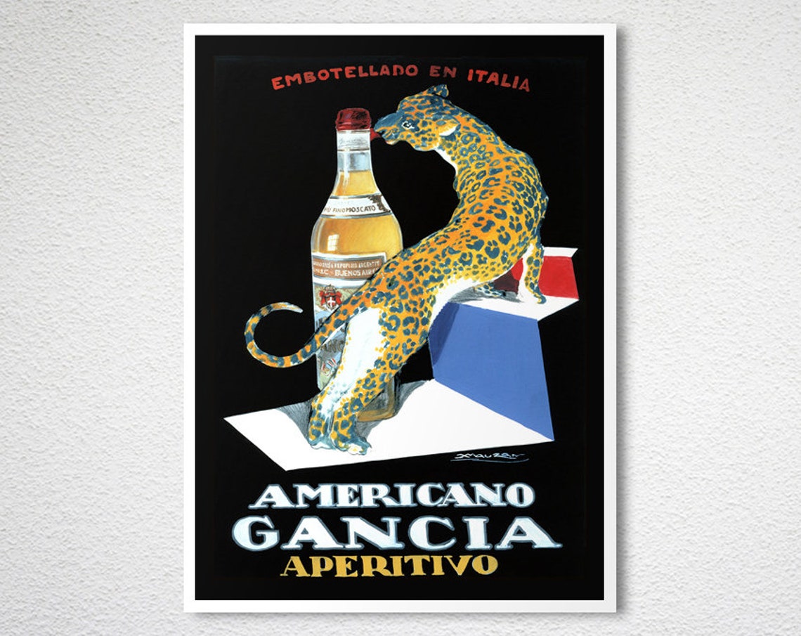 Americano Gancia Aperitivo Leopard Bottle Embotellado Ad Poster - Image 2
