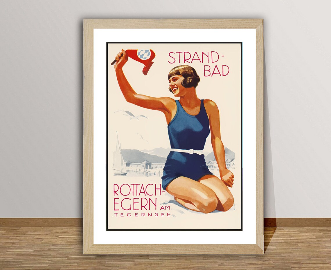 Strandbad Rottach-Egern Am Tegernsee Vintage Travel Poster - Image 2