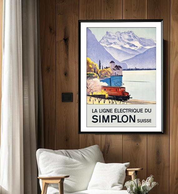 La Ligne Electrique Du Simplon Suisse Travel Poster Travel Memories Gift Idea Wall Decor