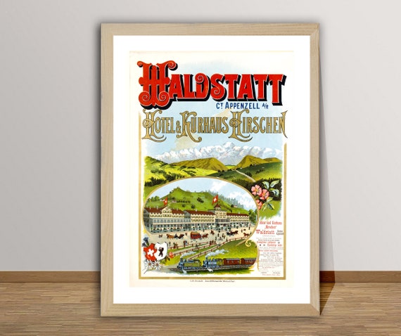 Waldstatt Appenzel Hotel Und Kurhaus Kirschen Vintage Travel Poster Poster Paper Or Print Gift Idea Wall Decor