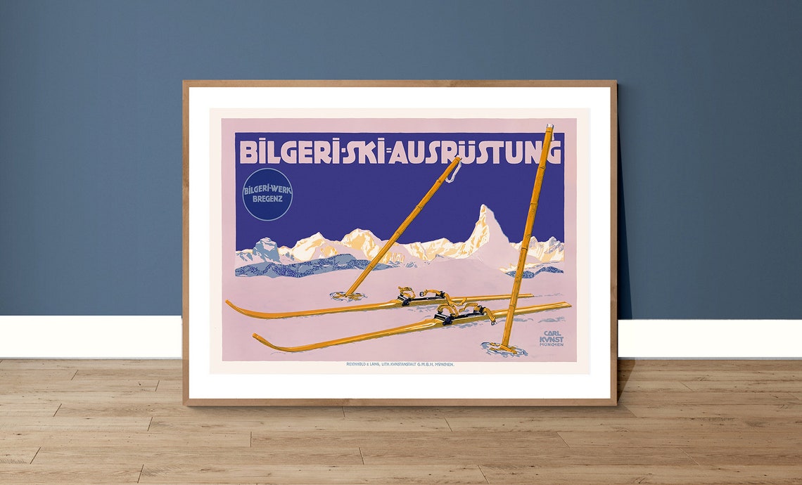 Bilgeri Ski Ausrustung Bregenz Austrian Vintage Ski Equipment Poster