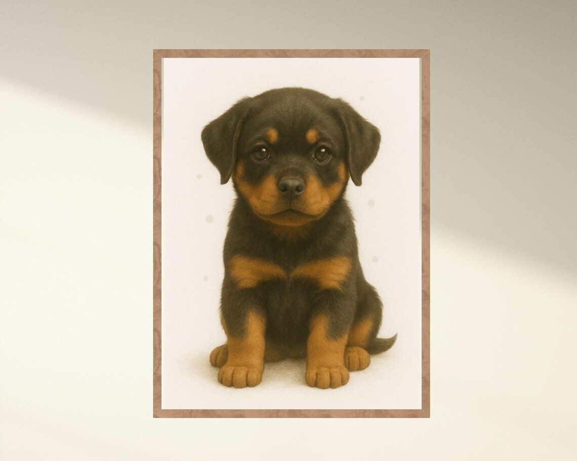 Rottweiler Puppy, Cute Nursery Kids Room Poster - Image 4