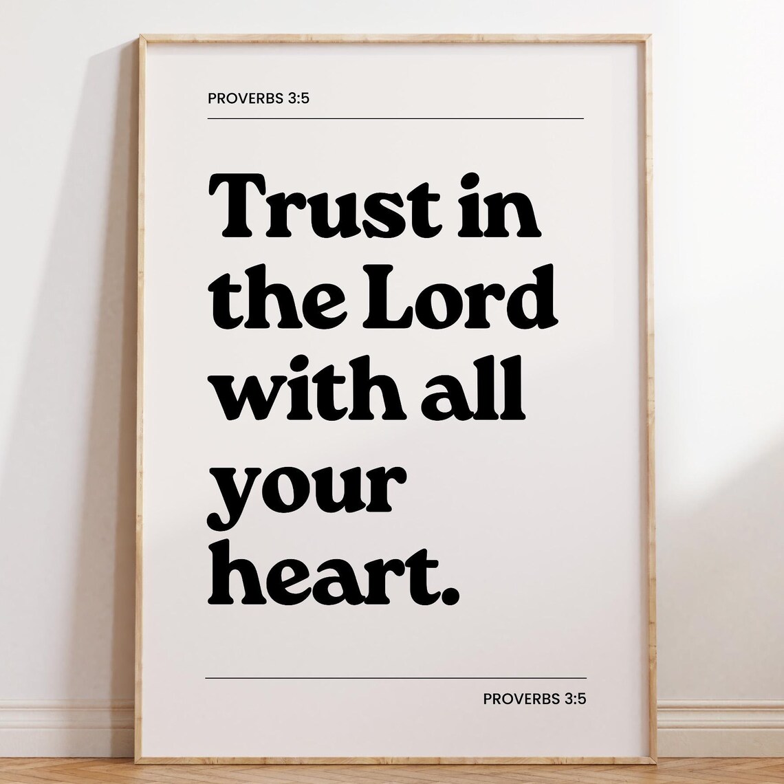 Trust in the Lord With All Your Heart Proverbs 35 Minimalist Faith Poster