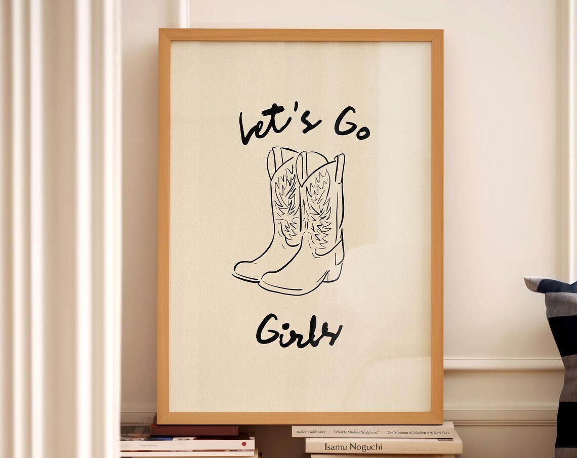 Let's Go Girls Cowboy Boots Western Poster