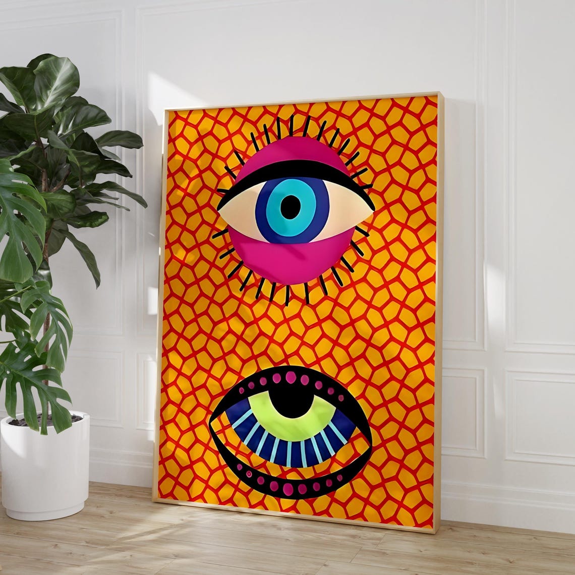Colorful Evil Eye Boho Funky Eclectic Maximalist Wall Poster