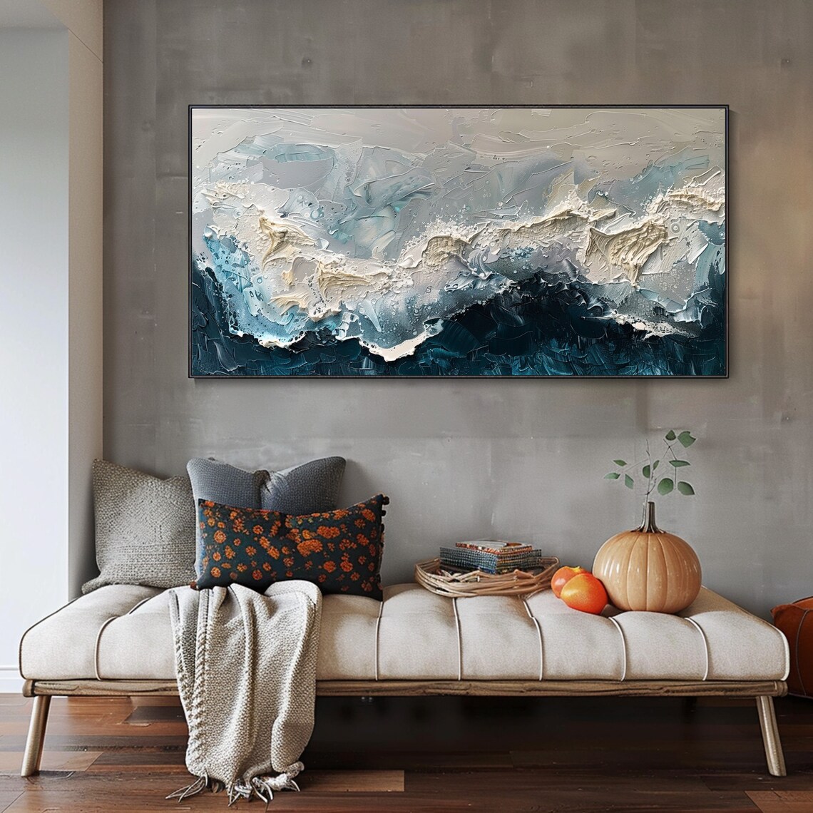 Minimalist Beach Wave Painting, Wabi Sabi Art Print - Image 3