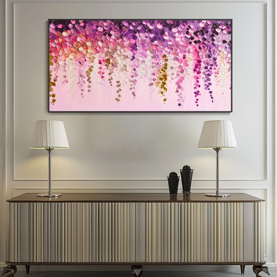 Cascading Pink Wisteria Blossoms Abstract Floral Texture Poster - Image 3