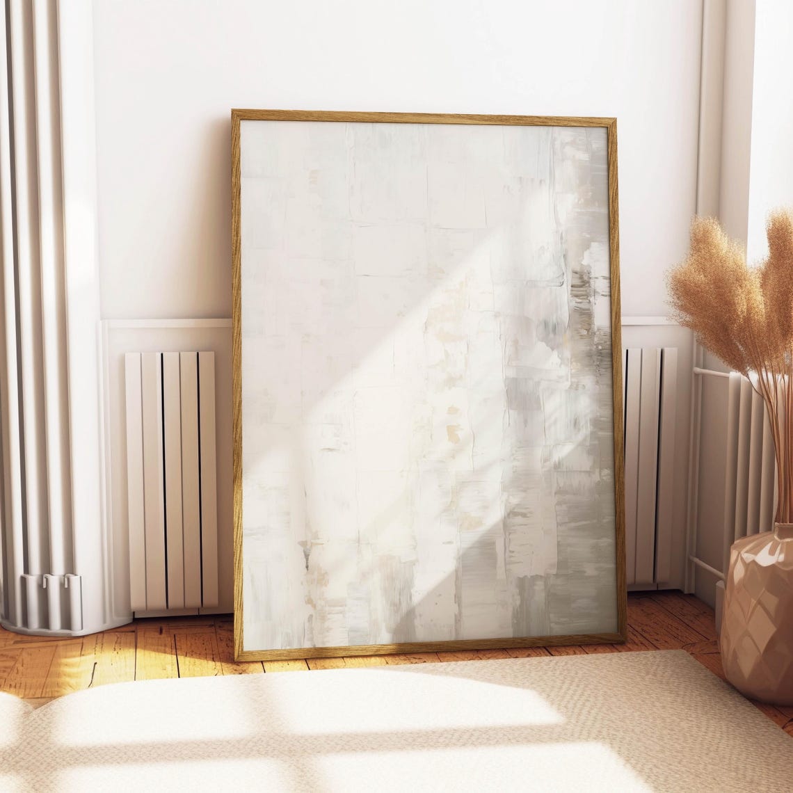 White and Gray Abstract Textured Painting Minimalist Art Poster - Image 4