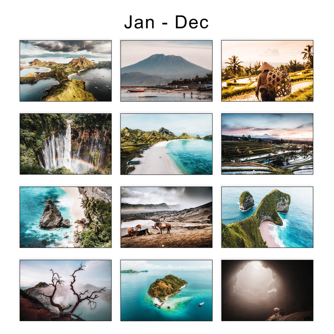 2025 Indonesia Calendar Landscape Photography A3 Wall Planner A4 Calendar Mountain Art Bali Java Flores Calendar Coastal Decor - Image 4