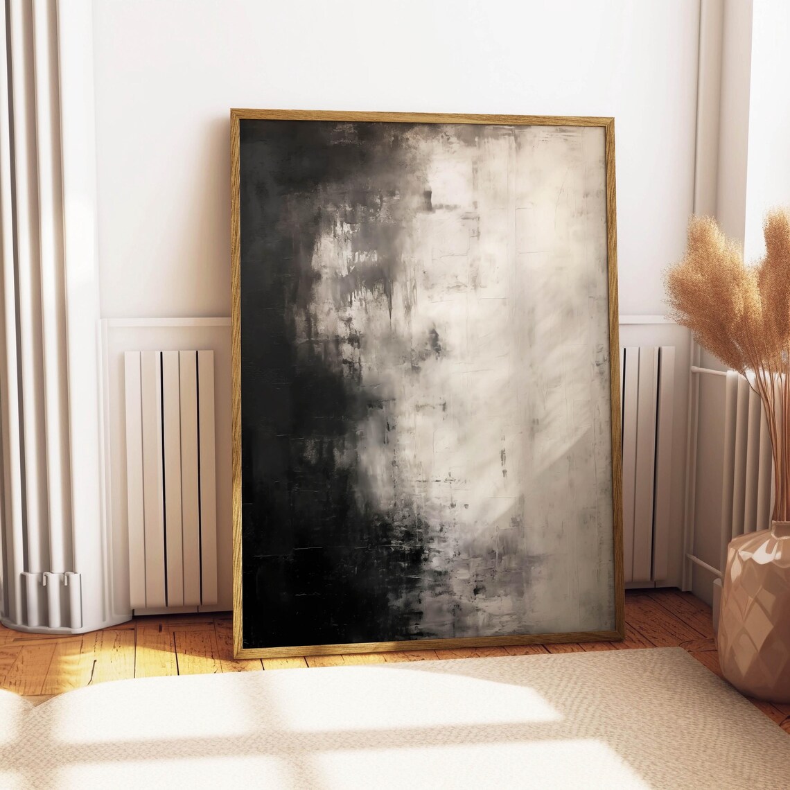Black And White Moody Abstract Painting Textured Monochrome Art Poster - Image 4