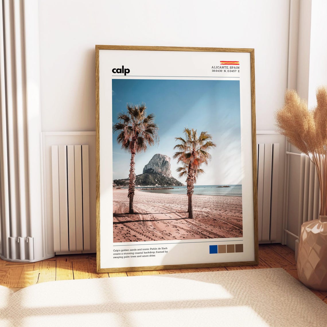 Calp Spain Penon de Ifach Rock Palm Trees Beach Coastal Poster - Image 3