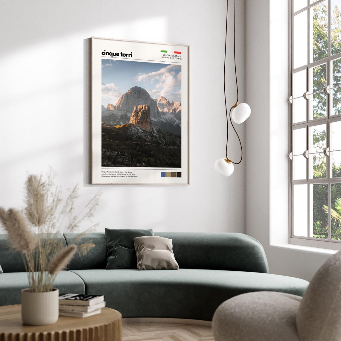 Sunlit Cinque Torri Dolomites Italy Alpine Peaks Mountain Poster - Image 5