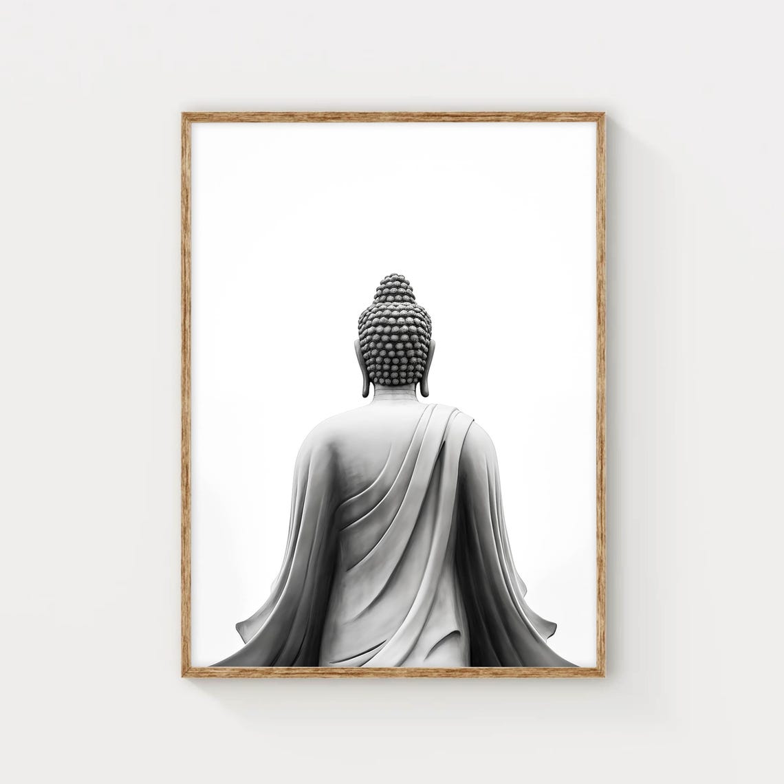 Buddha Statue From Behind Black And White Minimalist Zen Photo Poster