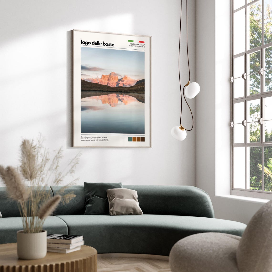 Lago delle Baste Dolomites Sunrise Mirror Lake Pink Glow Poster - Image 4
