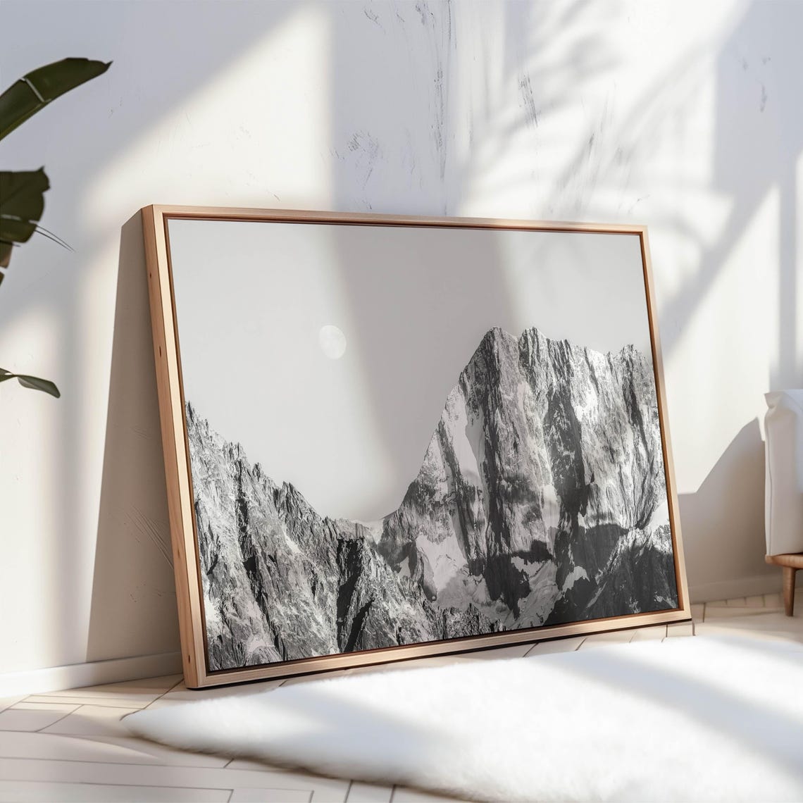 Grand Jorasses Massif Du Mt Blanc French Alps France Black And White Mountain Photography Wall Art Print Nature Wall Art - Image 3