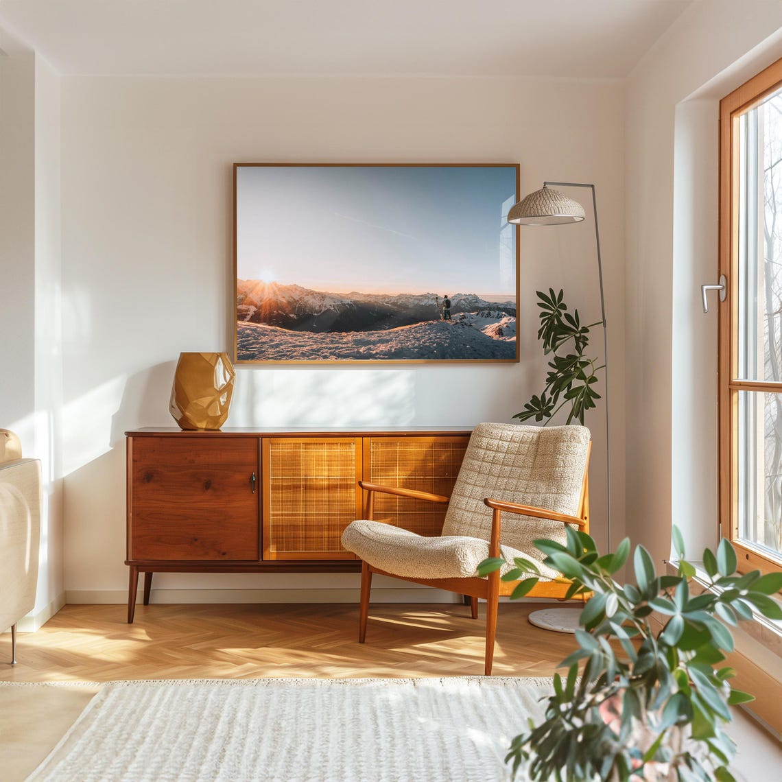 Verbier Sunset Skier Snowy Ridge Panoramic Alpine Peaks Winter Poster - Image 5