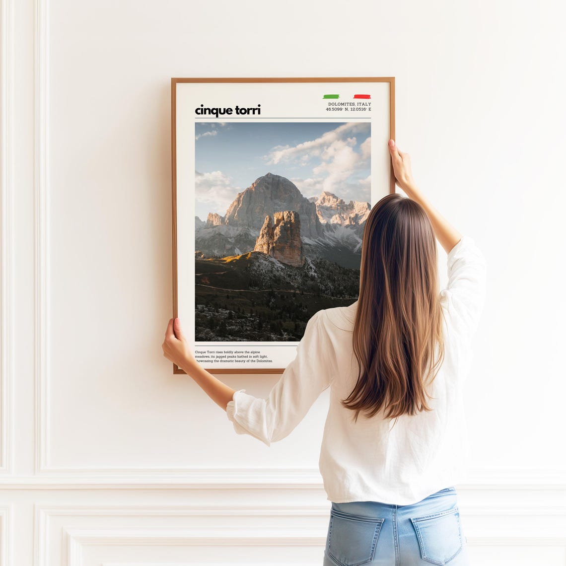 Sunlit Cinque Torri Dolomites Italy Alpine Peaks Mountain Poster - Image 2