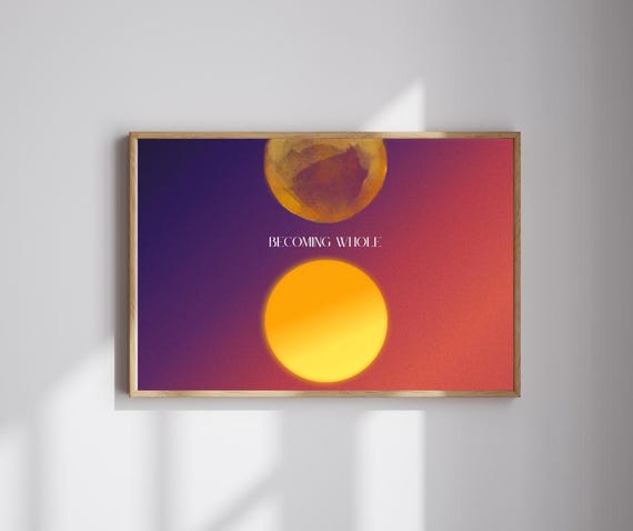 Abstract Sun Moon Art Print Minimalist Celestial Home Decor