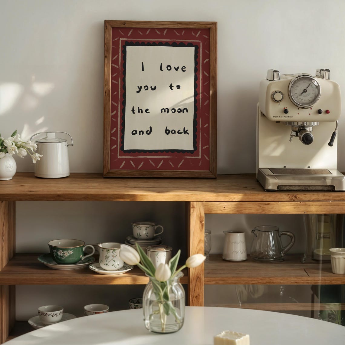 I Love You To The Moon And Back Folk Border Quote Art Poster
