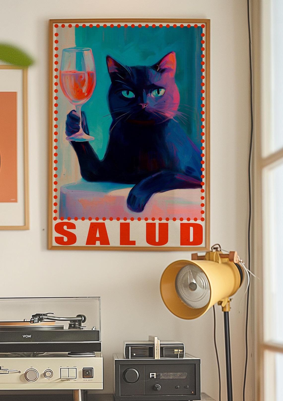 Black Cat 70s Psychedelic Retro Art Print