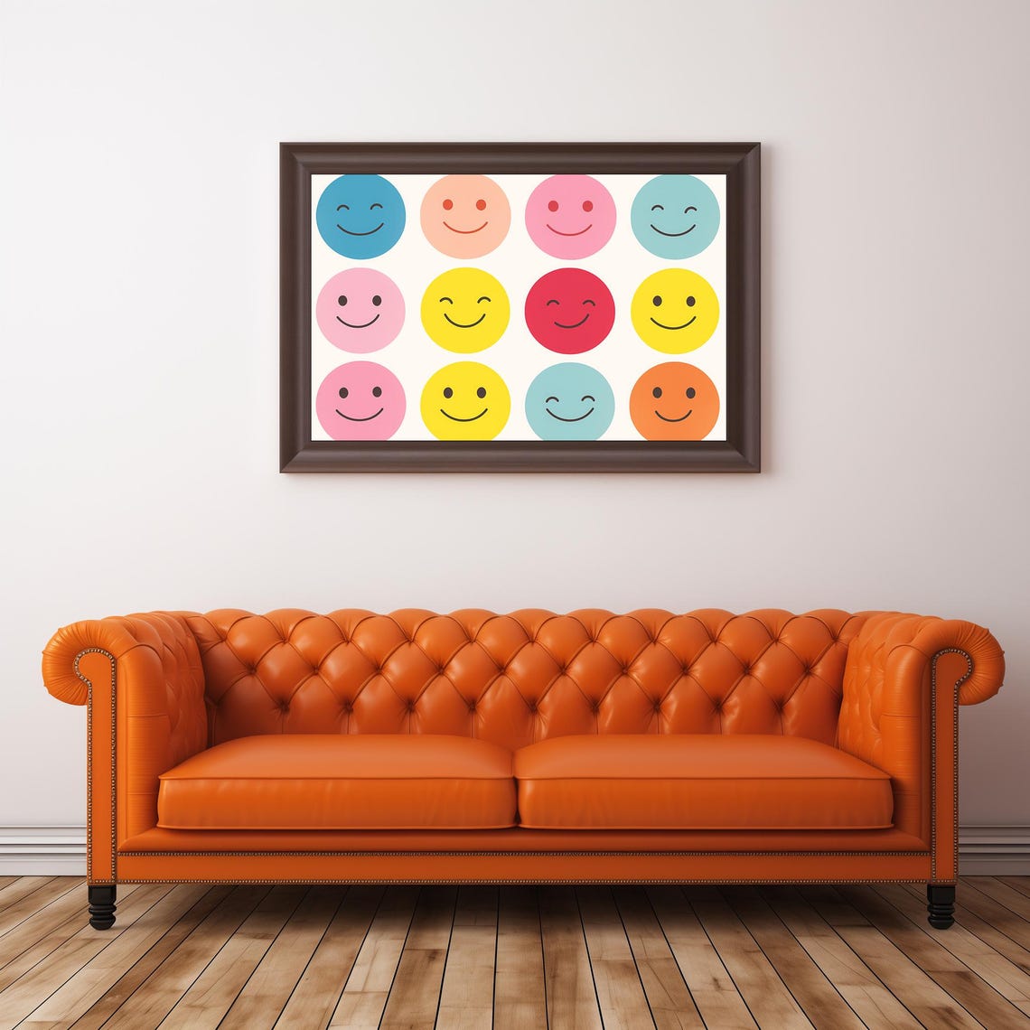 Colorful Smiley Face Grid Happy Faces Nursery Playroom Wall Poster - Image 4