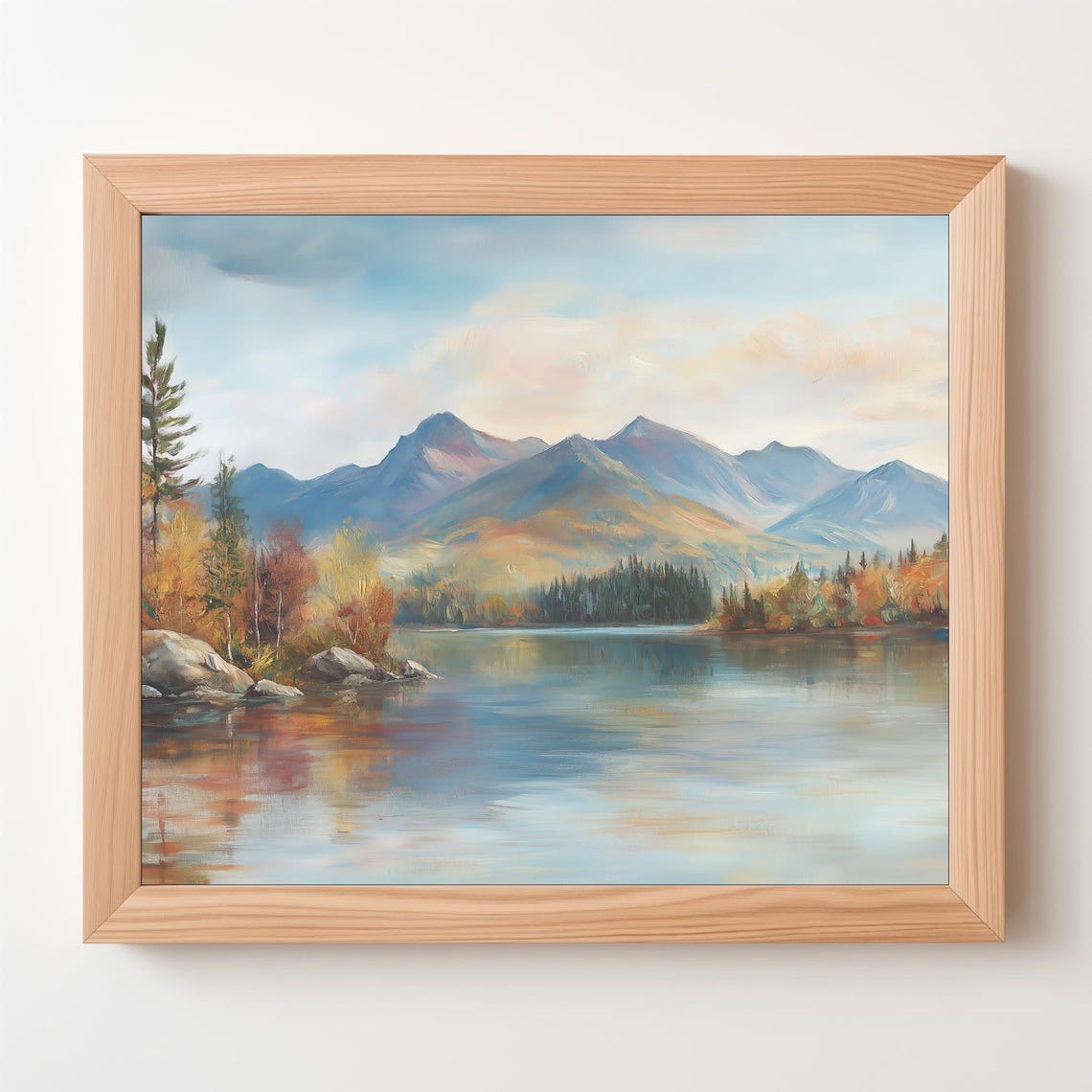 Autumn Lake With Mountains Fall Foliage Reflection Landscape Poster - Image 5