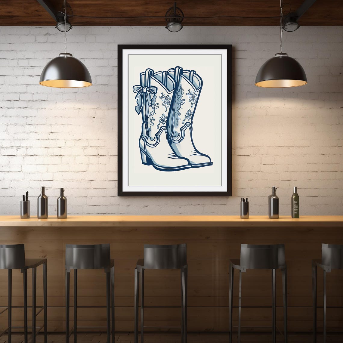 Coquette Bow Cowgirl Boots Print Coastal Cowgirl Art Girly Western College Apartment Aesthetic Trendy Print Dorm Decor 325 - Image 4