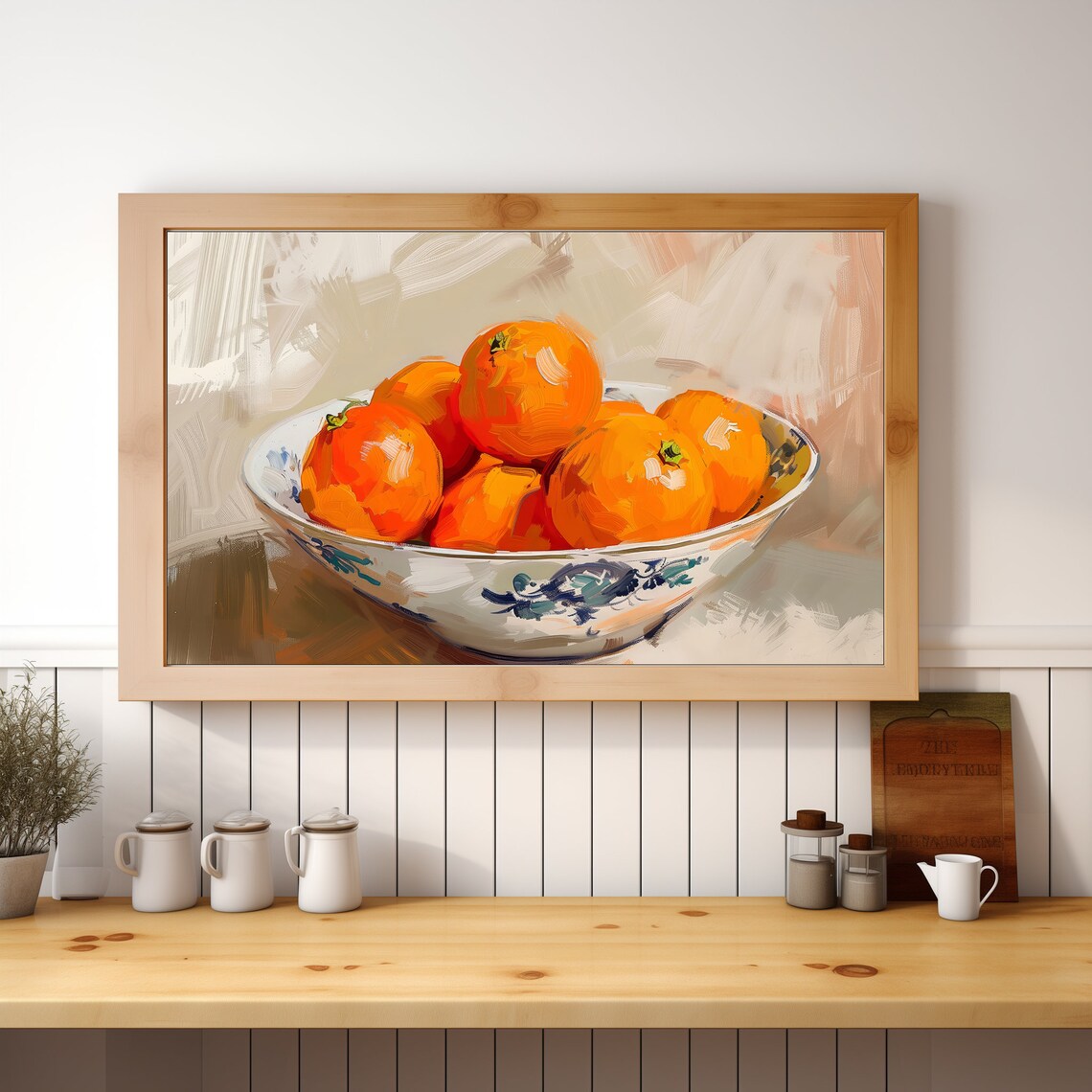 Bowl Of Oranges Still Life Oil Painting Citrus Kitchen Wall Art - Image 3