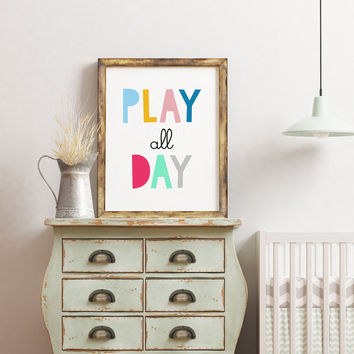 Play All Day Colorful Nursery Playroom Kids Room Decor Poster - Image 3