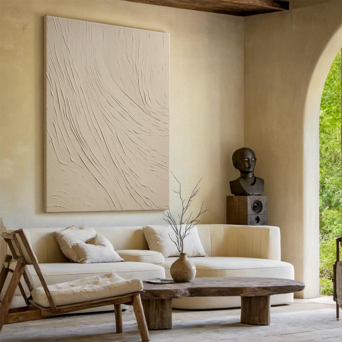 Pure Beige Wabi Sabi Wall Art Pure Beige Abstract Painting Large Beige Simple Wall Art Beige Textured Painting Modern Home Decor - Image 5