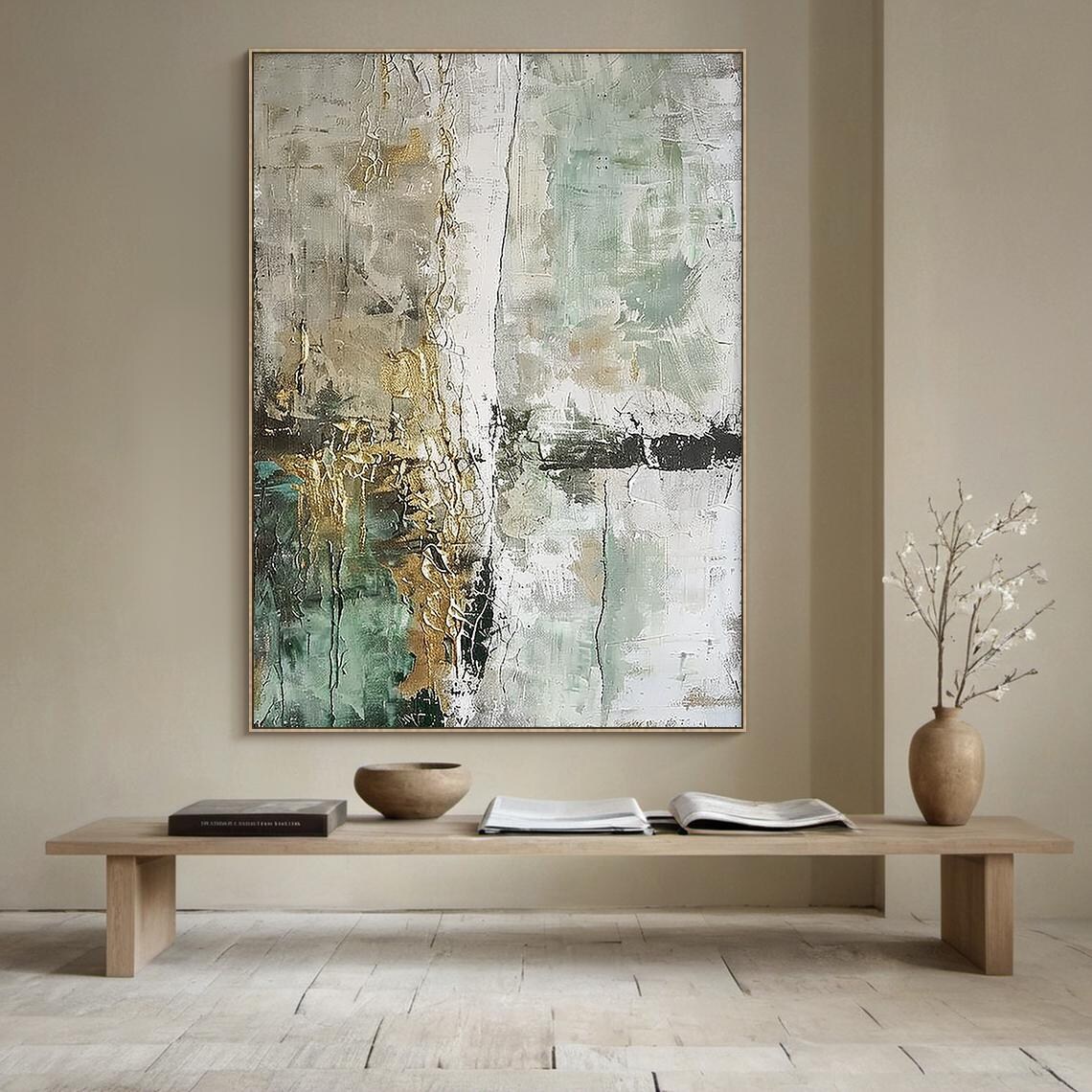 Green Abstract Oil Painting Modern Wall Art Print - Image 5