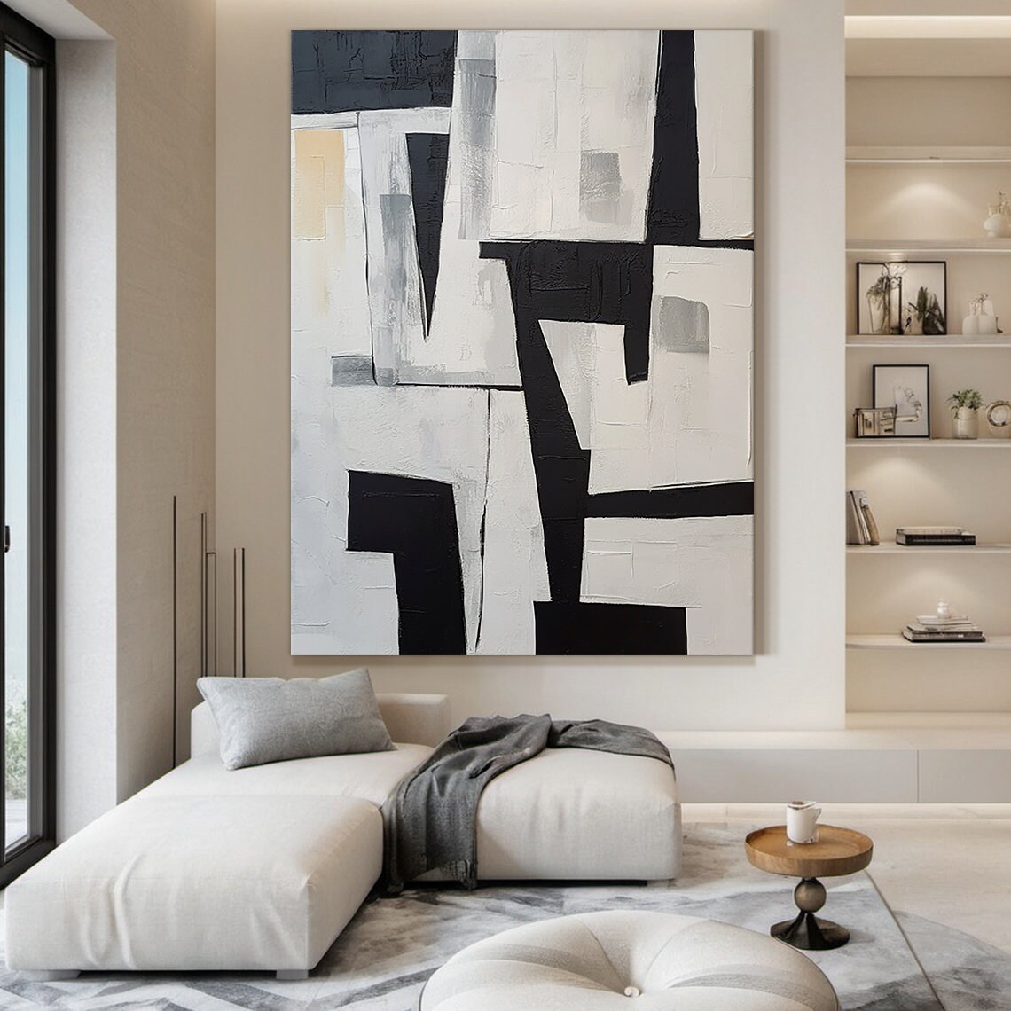 Off White Wabi Sabi Wall Decor Art Large Black Abstract Art Original Black Textured Painting Modern Home Decor - Image 6