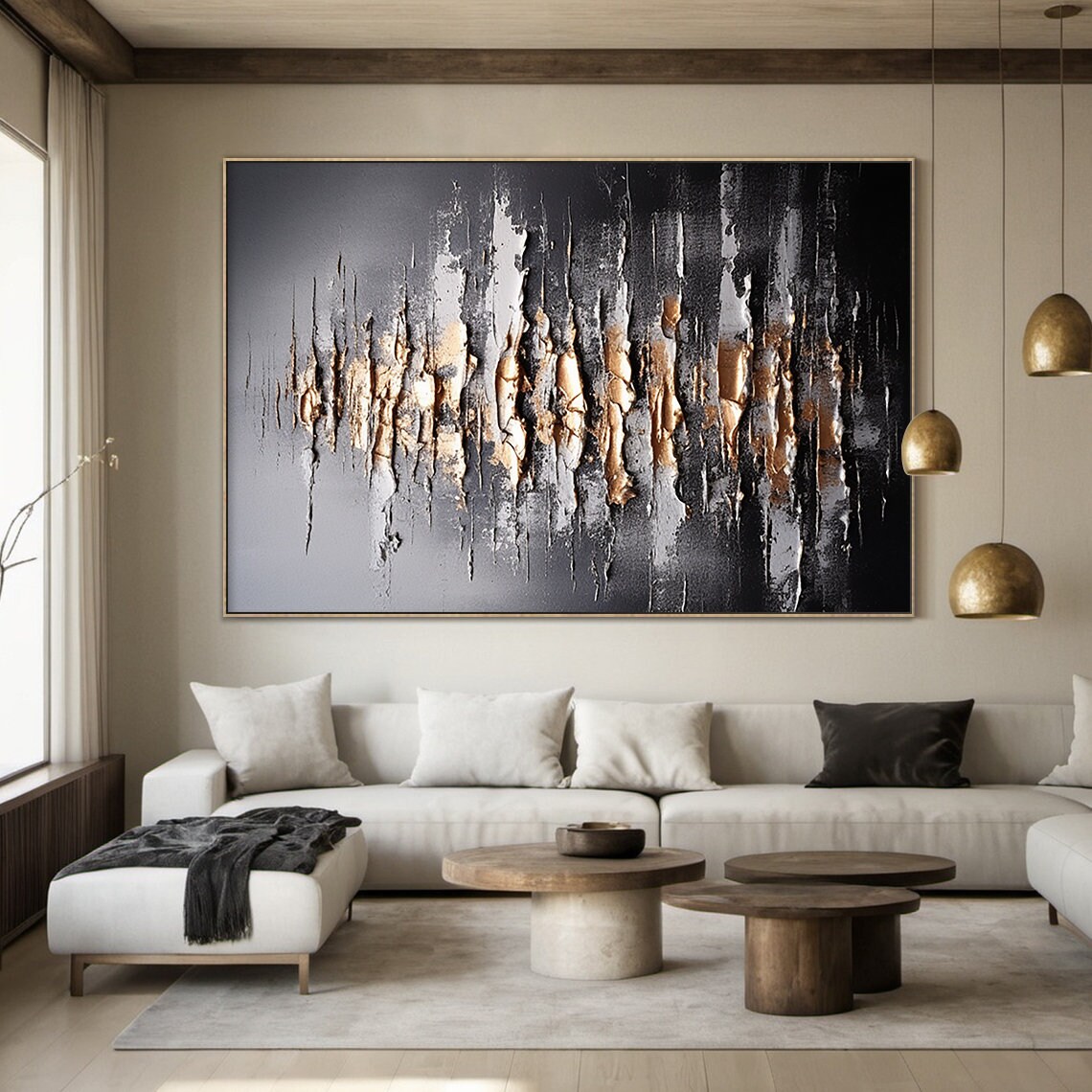 Wabi Sabi Abstract Wall Art Print, Black and Gold - Image 6
