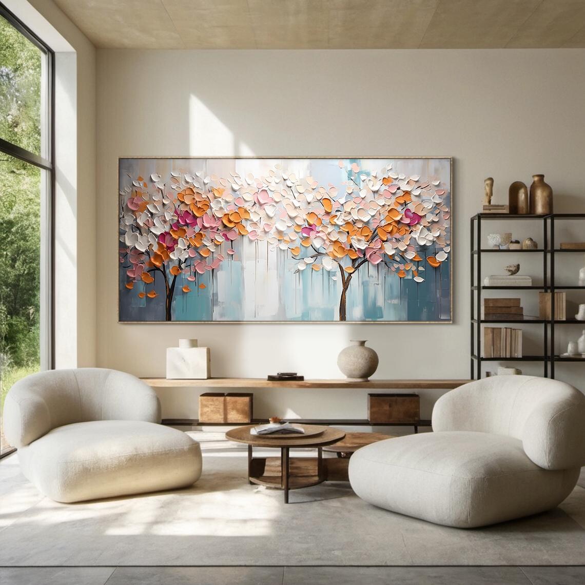 Colorful Tree Of Life Landscape Oil Painting Art Print - Image 2
