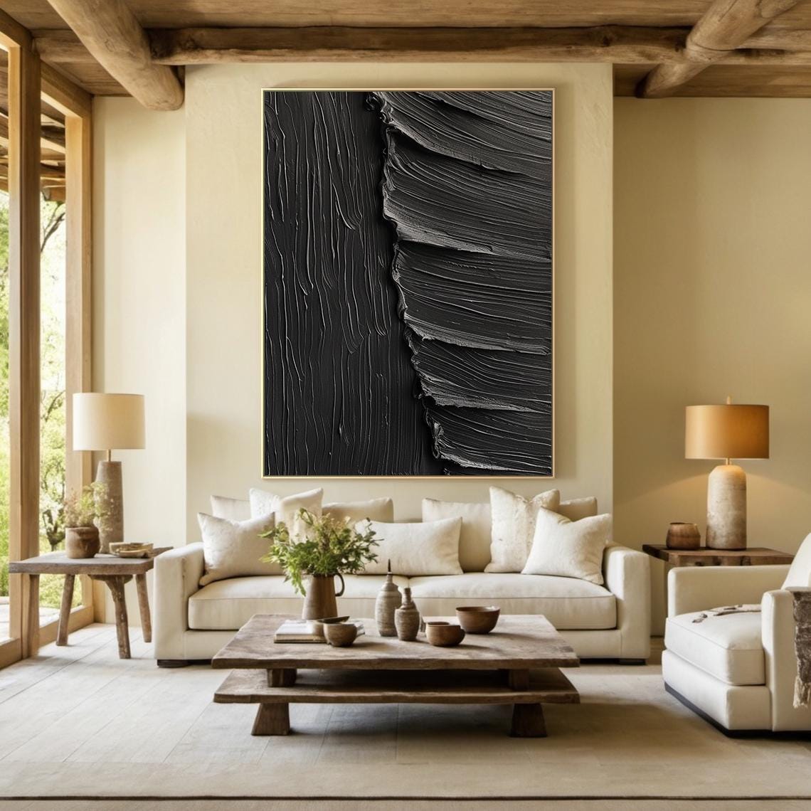 Black 3D Textured Abstract Painting Wave Flow Modern Wall Art Poster - Image 5