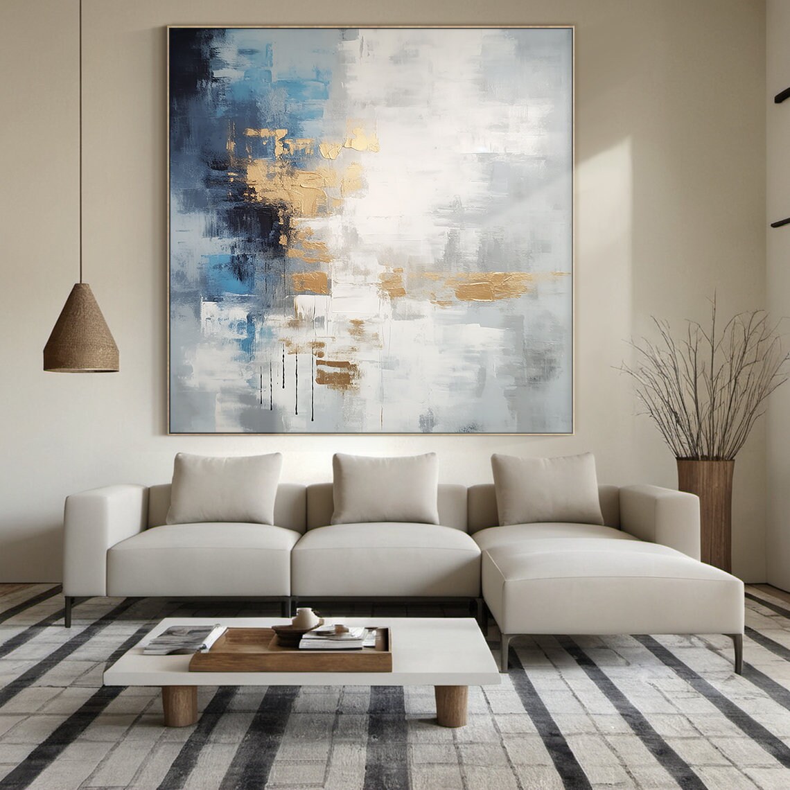 Grey and White Abstract Painting, Minimalist Art Print - Image 3